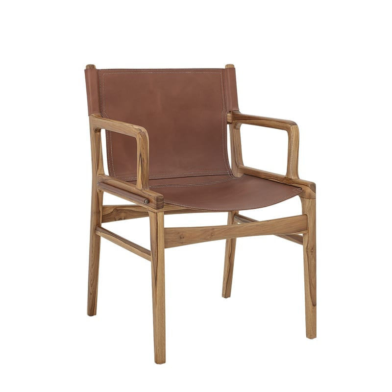 Chaise design cuir marron et bois Bloomingville - Ollie 