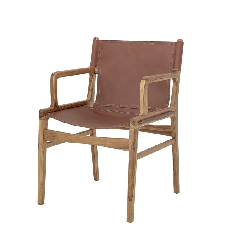 Chaise design cuir marron et bois Bloomingville - Ollie 