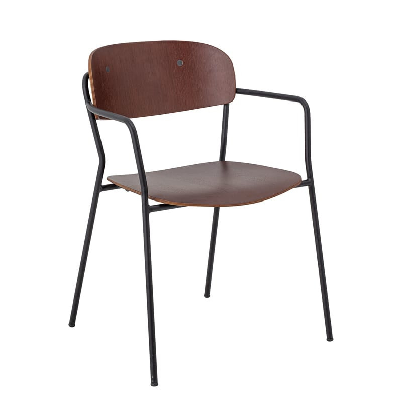 Chaise design vintage métal et bois foncé - Piter 