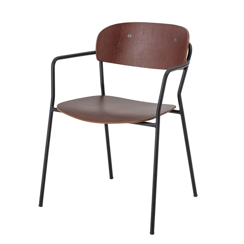 Chaise design vintage métal et bois foncé - Piter 