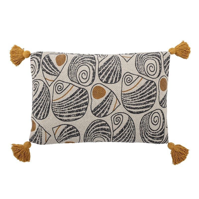 Coussin beige à motifs noir et jaune - Giano 