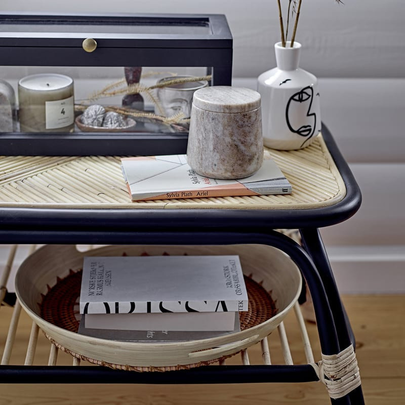 Petite table basse en rotin noir et naturel - Loue 