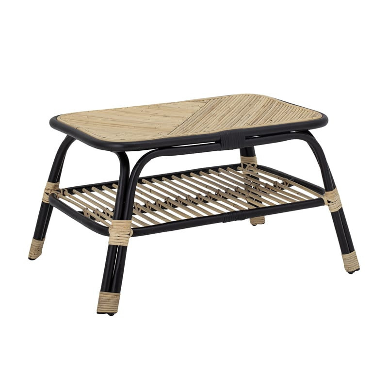 Petite table basse en rotin noir et naturel - Loue 