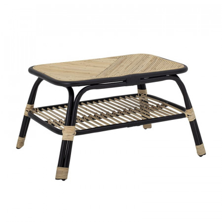 Petite table basse en rotin noir et naturel - Loue 