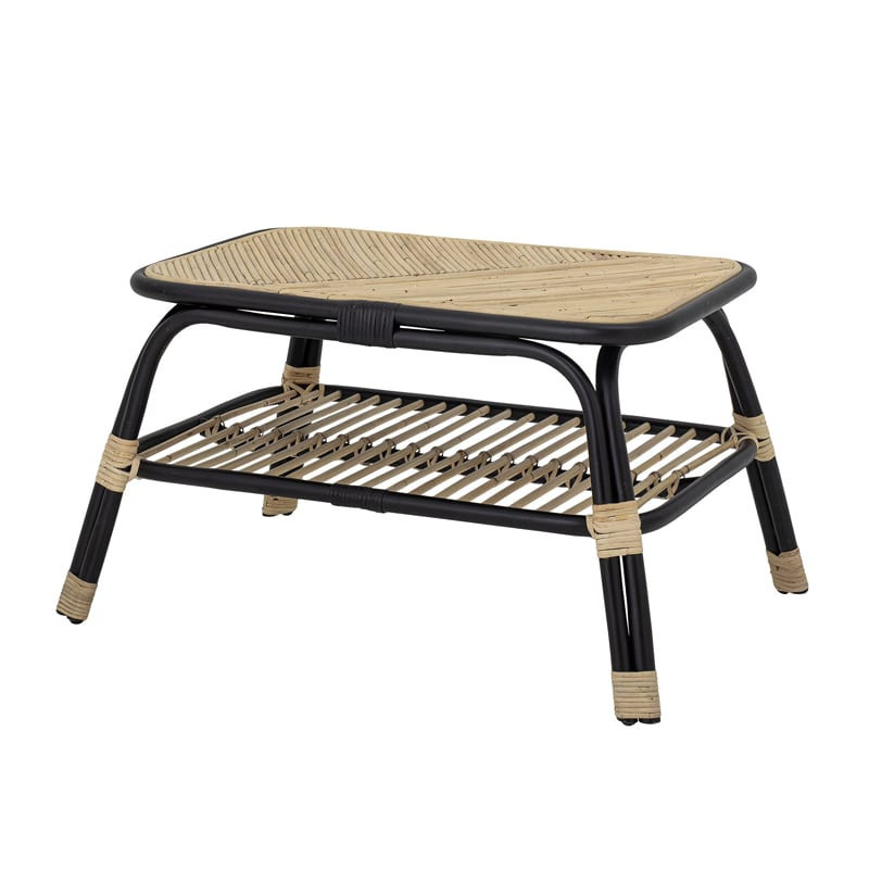 Petite table basse en rotin noir et naturel - Loue 