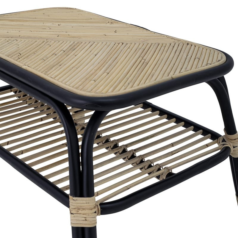 Petite table basse en rotin noir et naturel - Loue 