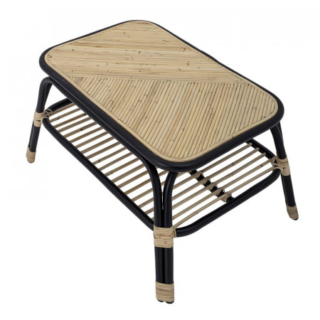 Petite table basse en rotin noir et naturel - Loue 