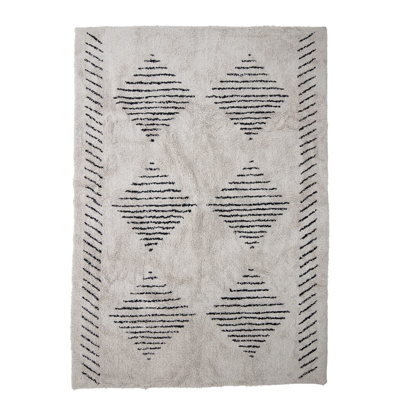 Tapis noir et blanc motif ethnique 200x140 - Jegor 