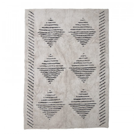 Tapis noir et blanc motif ethnique 200x140 - Jegor 