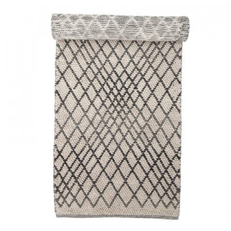 Tapis long couloir noir et blanc 250x80 - Kaya 