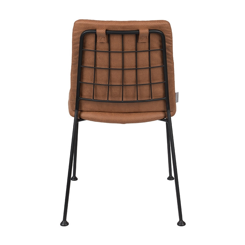 Chaise industrielle en simili cuir marron et métal - Fonzo 