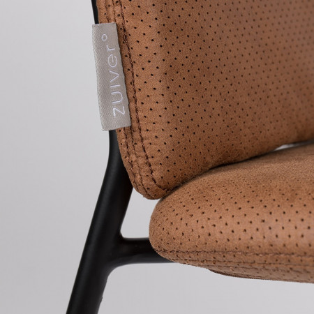 Chaise industrielle en simili cuir marron et métal - Fab Zuiver