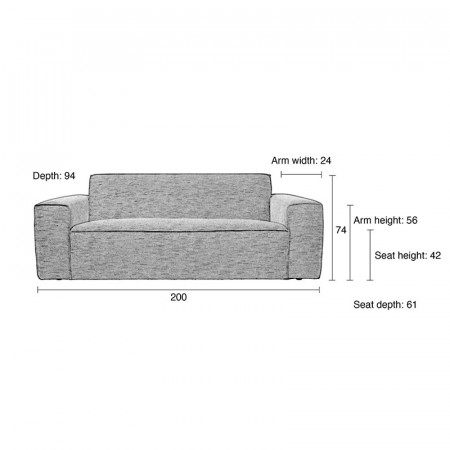 Canapé 3 places en tissu gris anthracite contemporain - Bor 