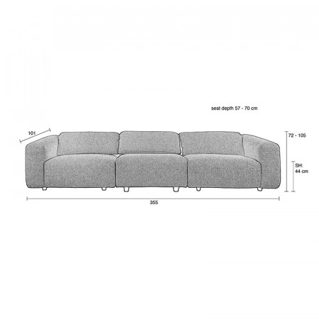 Grand canapé design blanc confortable en laine bouclée - Wings 