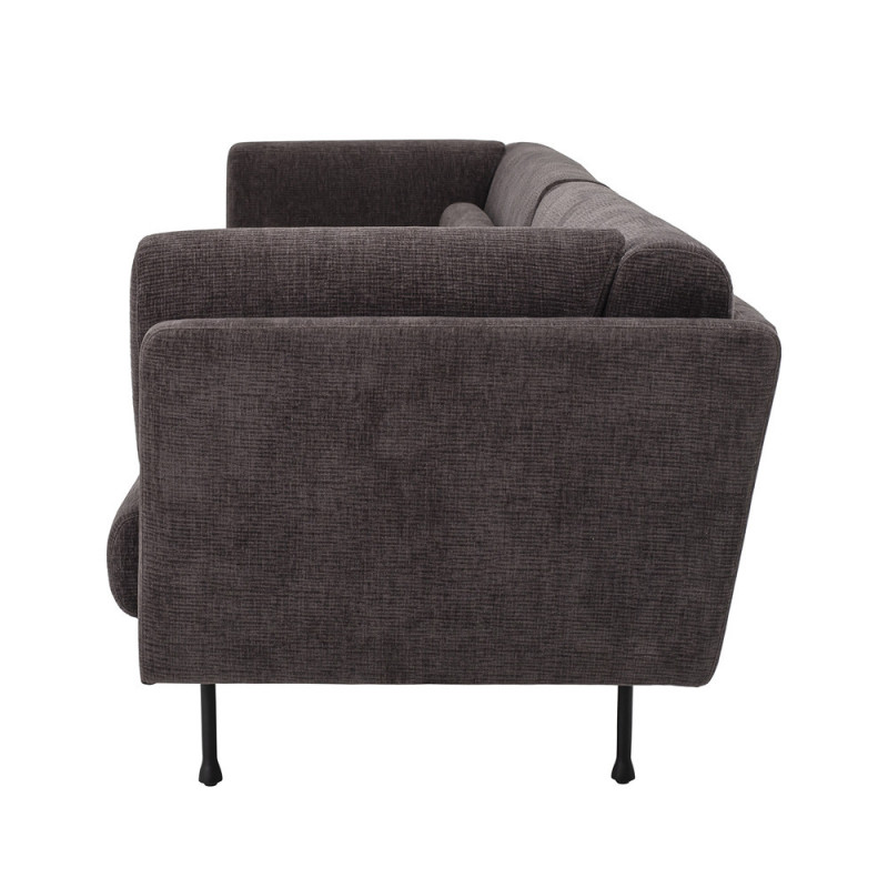Grand canapé droit design 4 places en tissu gris anthracite - Conti