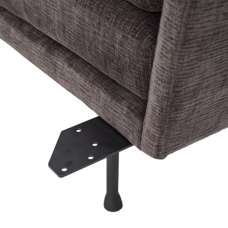 Grand canapé droit en tissu gris anthracite avec repose pieds - Conti