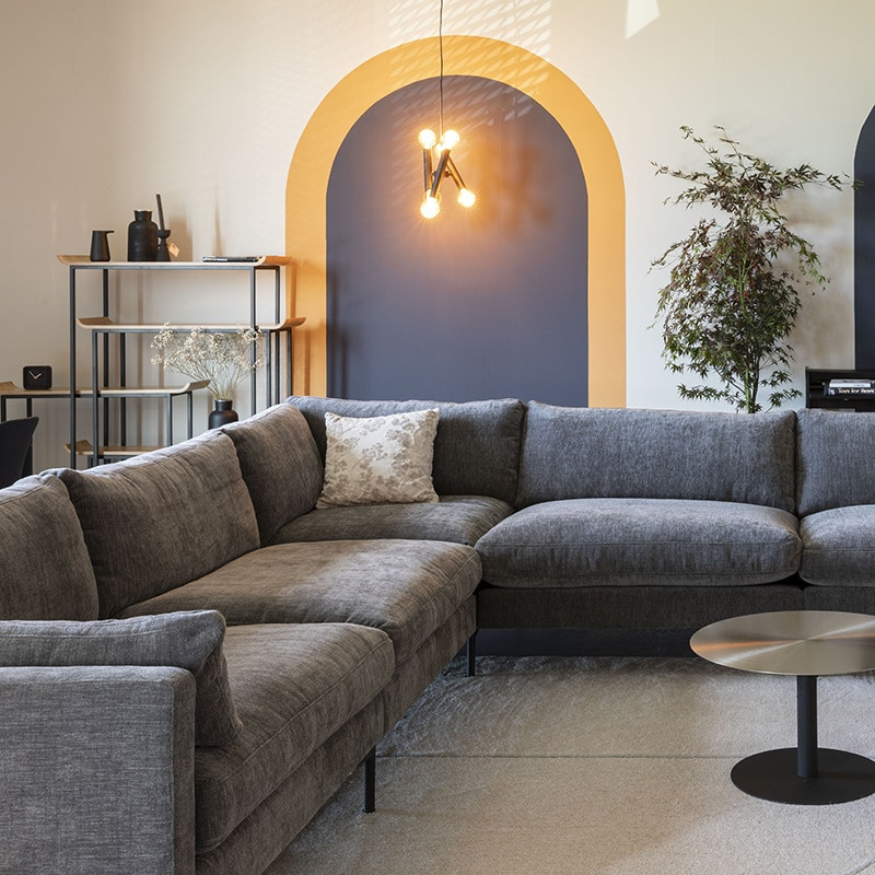 Canapé d'angle tissu gris confortable style contemporain Summer Zuiver