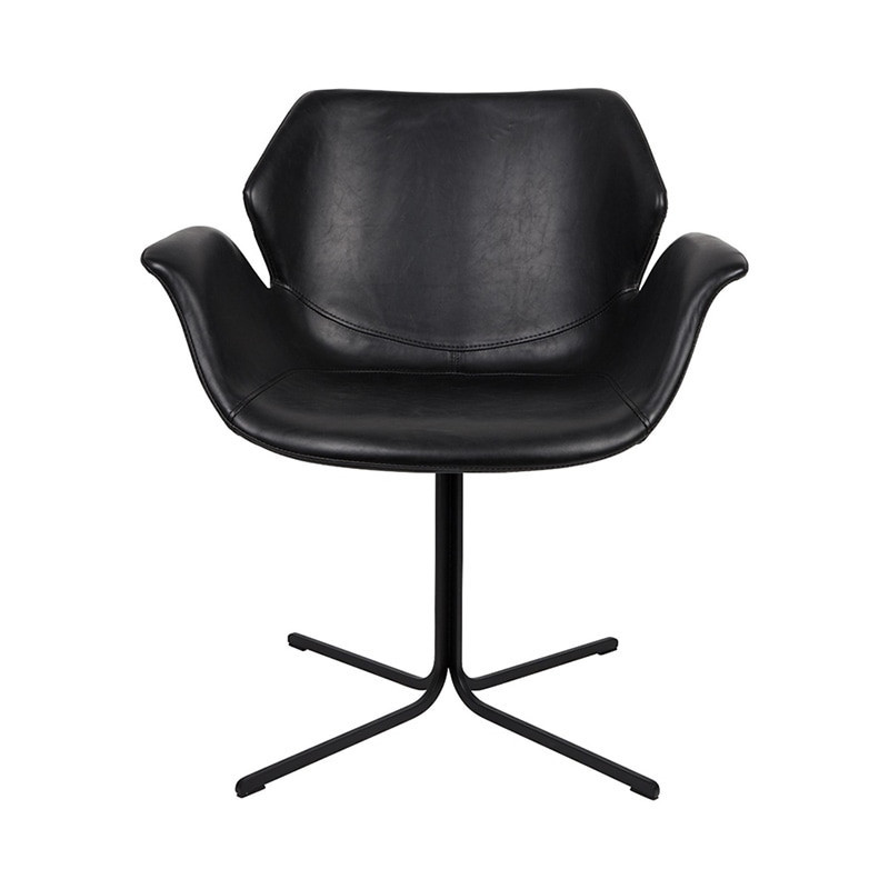 Chaise fauteuil design en simili cuir noir avec accoudoirs Nikki Zuiver