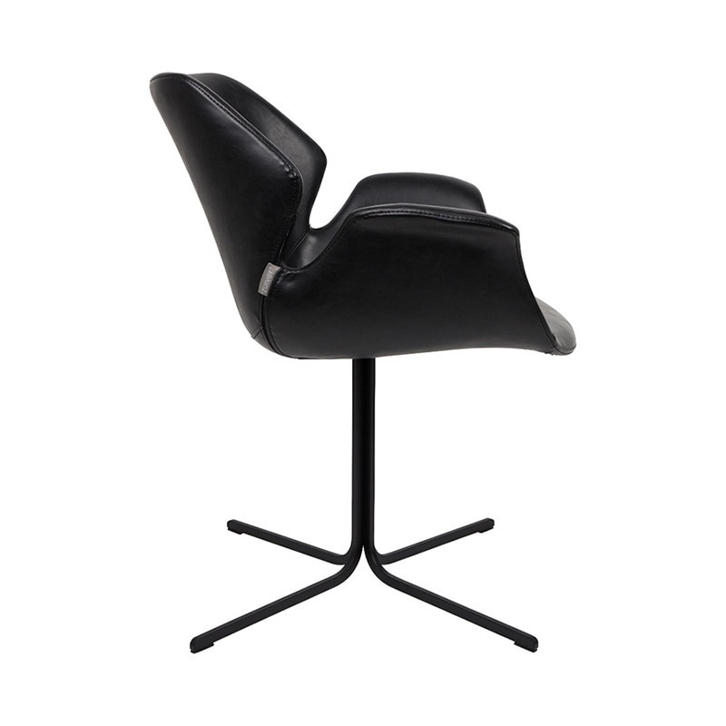 Chaise design en simili cuir noir avec accoudoirs Nikki Zuiver