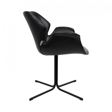 Chaise design en simili cuir noir avec accoudoirs Nikki Zuiver