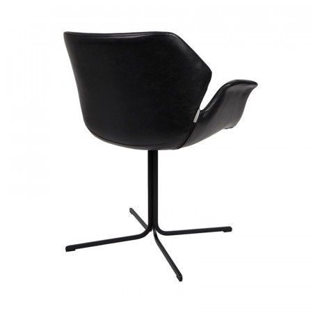 Chaise fauteuil design en simili cuir noir avec accoudoirs - Nikki 