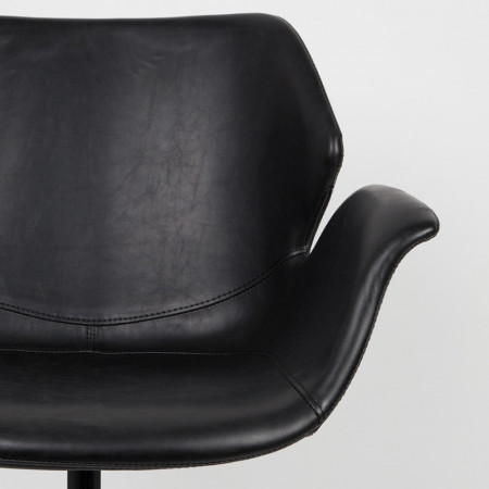 Chaise fauteuil design en simili cuir noir avec accoudoirs - Nikki 