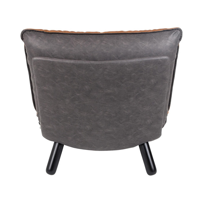 Petit fauteuil salon simili cuir marron et gris - Lazy 