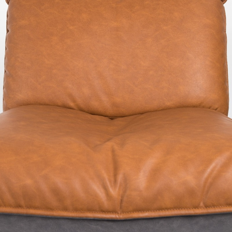 Petit fauteuil salon simili cuir marron et gris - Lazy 