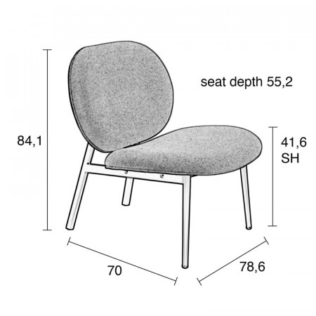 Fauteuil salon design tissu gris - Spike 
