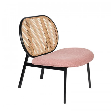 Fauteuil cannage et tissu rose design - Spike 