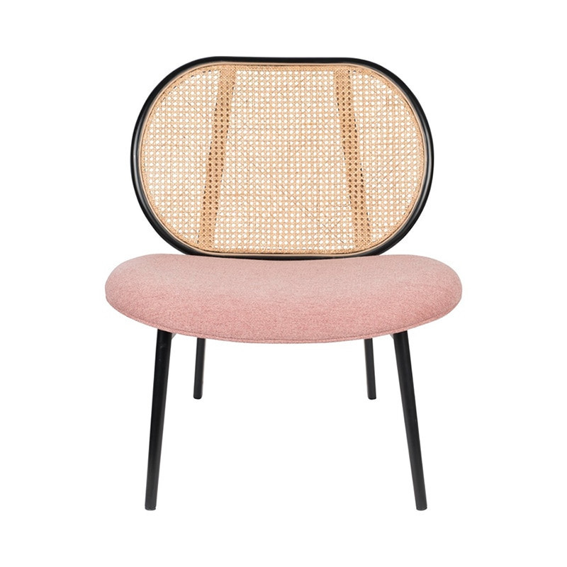 Fauteuil cannage et tissu rose design - Spike 