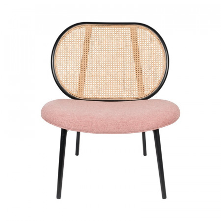 Fauteuil cannage et tissu rose design - Spike 