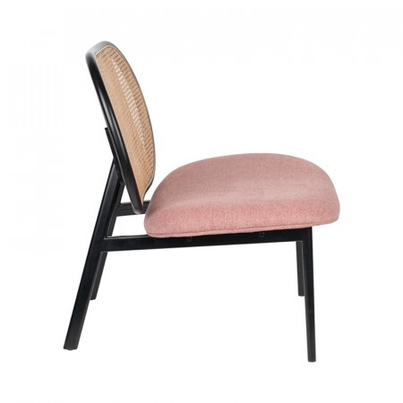 Fauteuil cannage et tissu rose design - Spike 