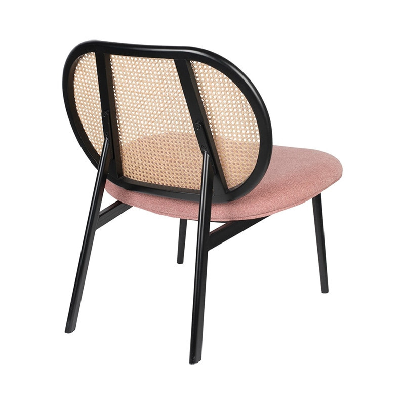 Fauteuil cannage et tissu rose design - Spike 