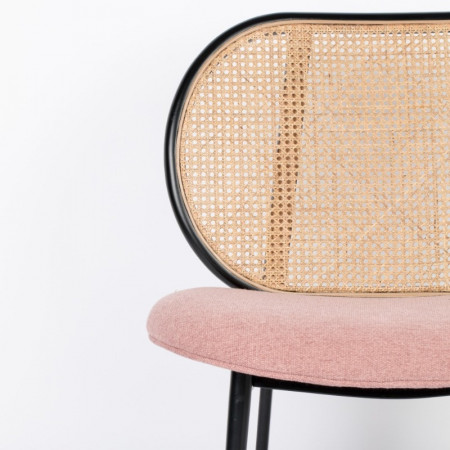 Fauteuil cannage et tissu rose design - Spike 