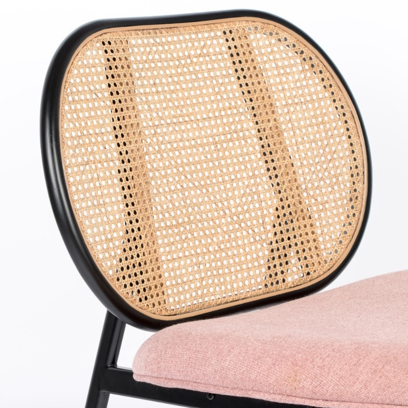 Fauteuil cannage et tissu rose design - Spike 