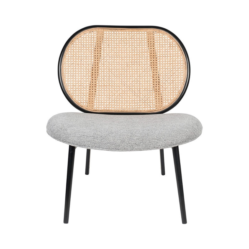 Fauteuil cannage et tissu gris design - Spike 