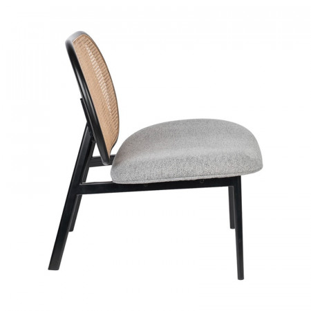 Fauteuil cannage et tissu gris design - Spike 