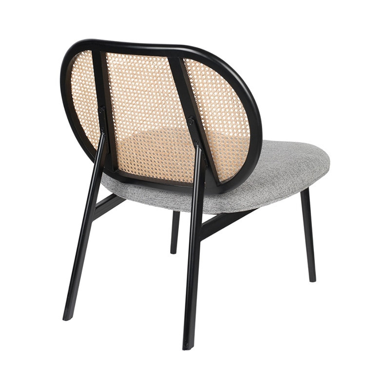 Fauteuil cannage et tissu gris design - Spike 