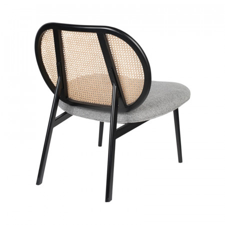 Fauteuil cannage et tissu gris design - Spike 