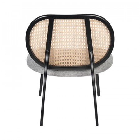 Fauteuil cannage et tissu gris design - Spike 