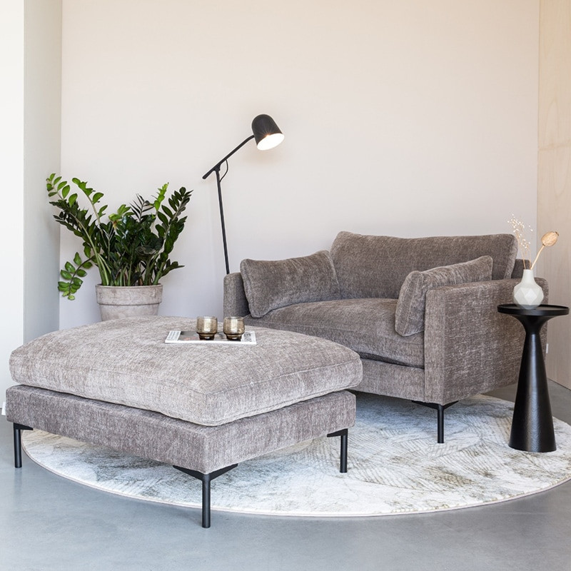 Fauteuil confortable en tissu taupe design Summer Zuiver