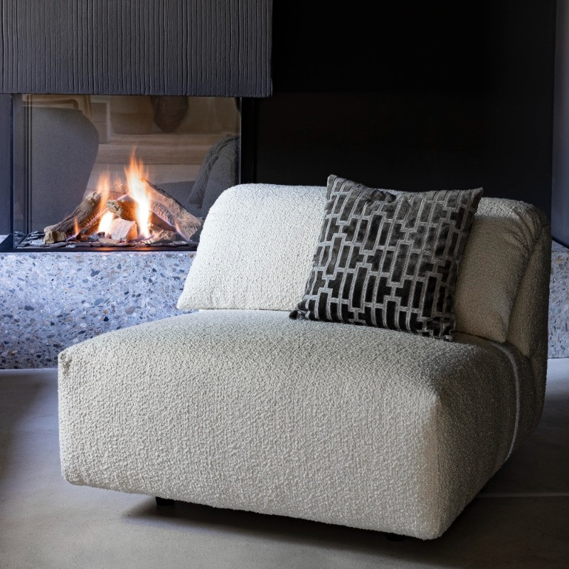 Fauteuil design confortable blanc en laine bouclée - Wings 