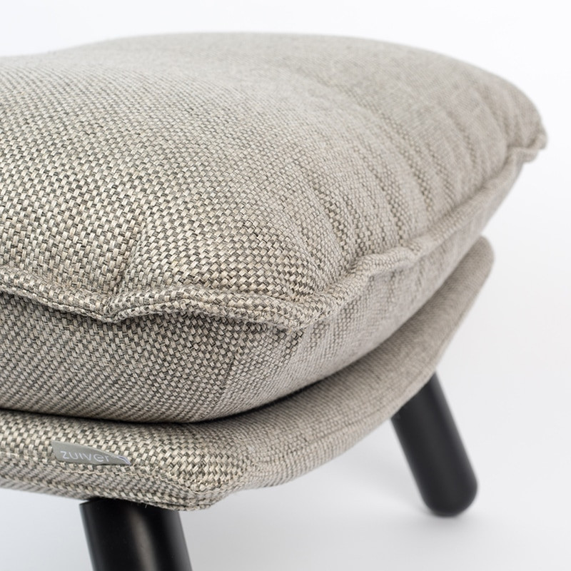 Petit pouf gris clair confortable en tissu - Lazy 