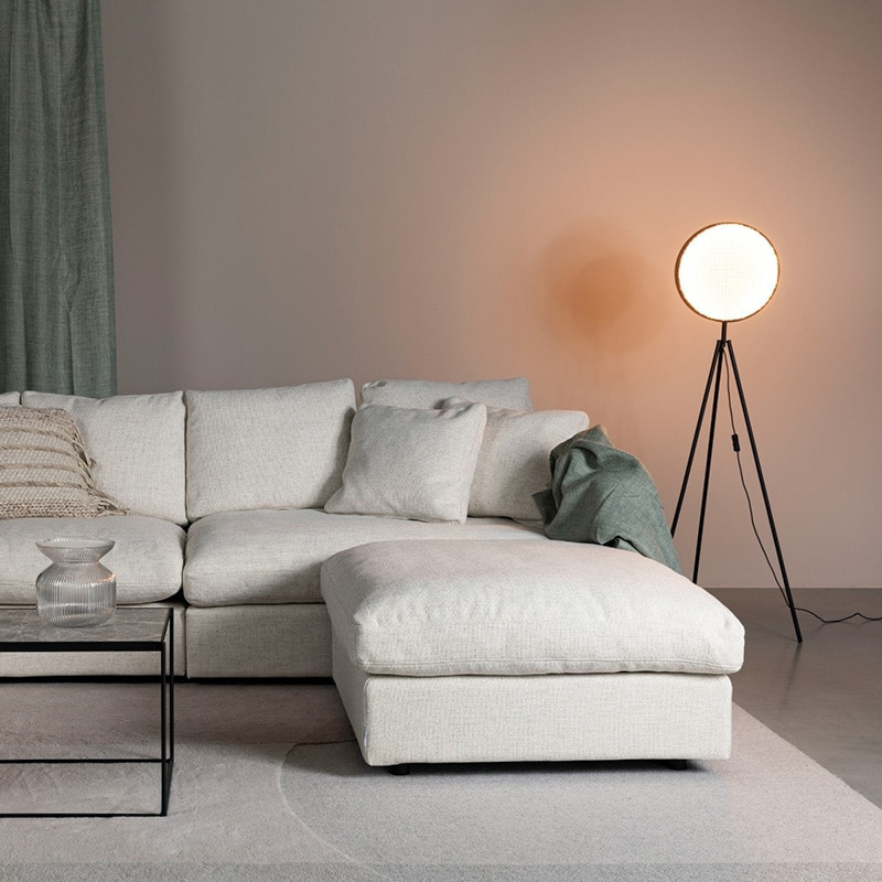 Pouf blanc crème carré confortable Sense Zuiver