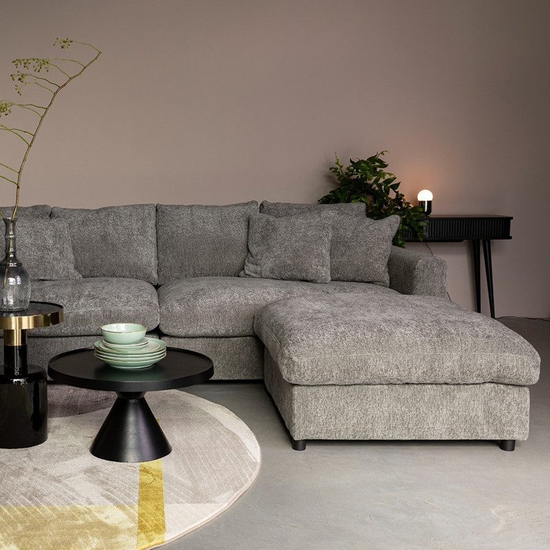 Pouf carré gris confortable Sense Zuiver