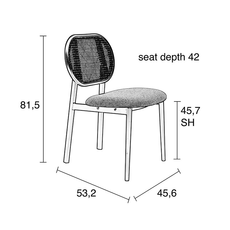 Chaise design rose et cannage - Spike 