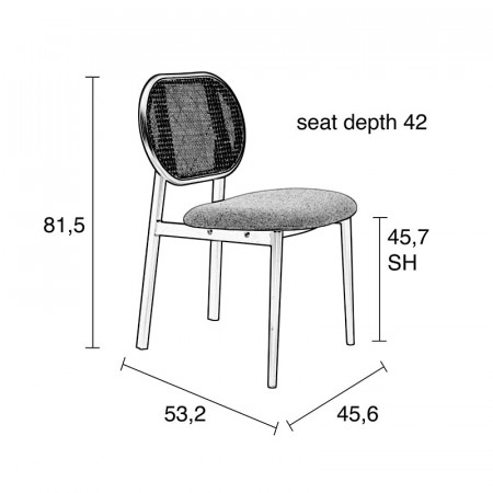 Chaise design rose et cannage - Spike 