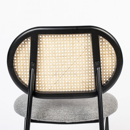 Chaise design grise et cannage - Spike 