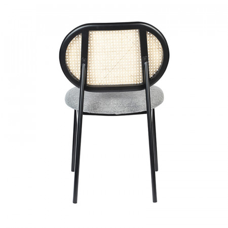 Chaise design grise et cannage - Spike 